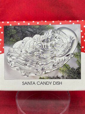 VINTAGE International Silver Co.8" Santa Candy Dish Christmas Silver-plate 1995